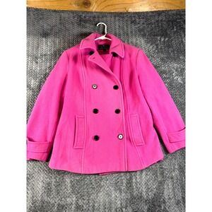Collection By Gallery Pea Coat Womens Medium Pink Wool Lined Double Breasted‎